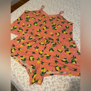 Lemon Print Pink Pajama Set